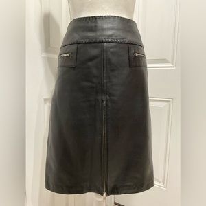 ☀️Caché Black Soft Genuine Leather Lined Pencil Skirt, Size 10
